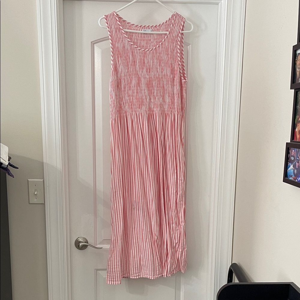 croft & barrow Pink and White Striped Sleeveless Top